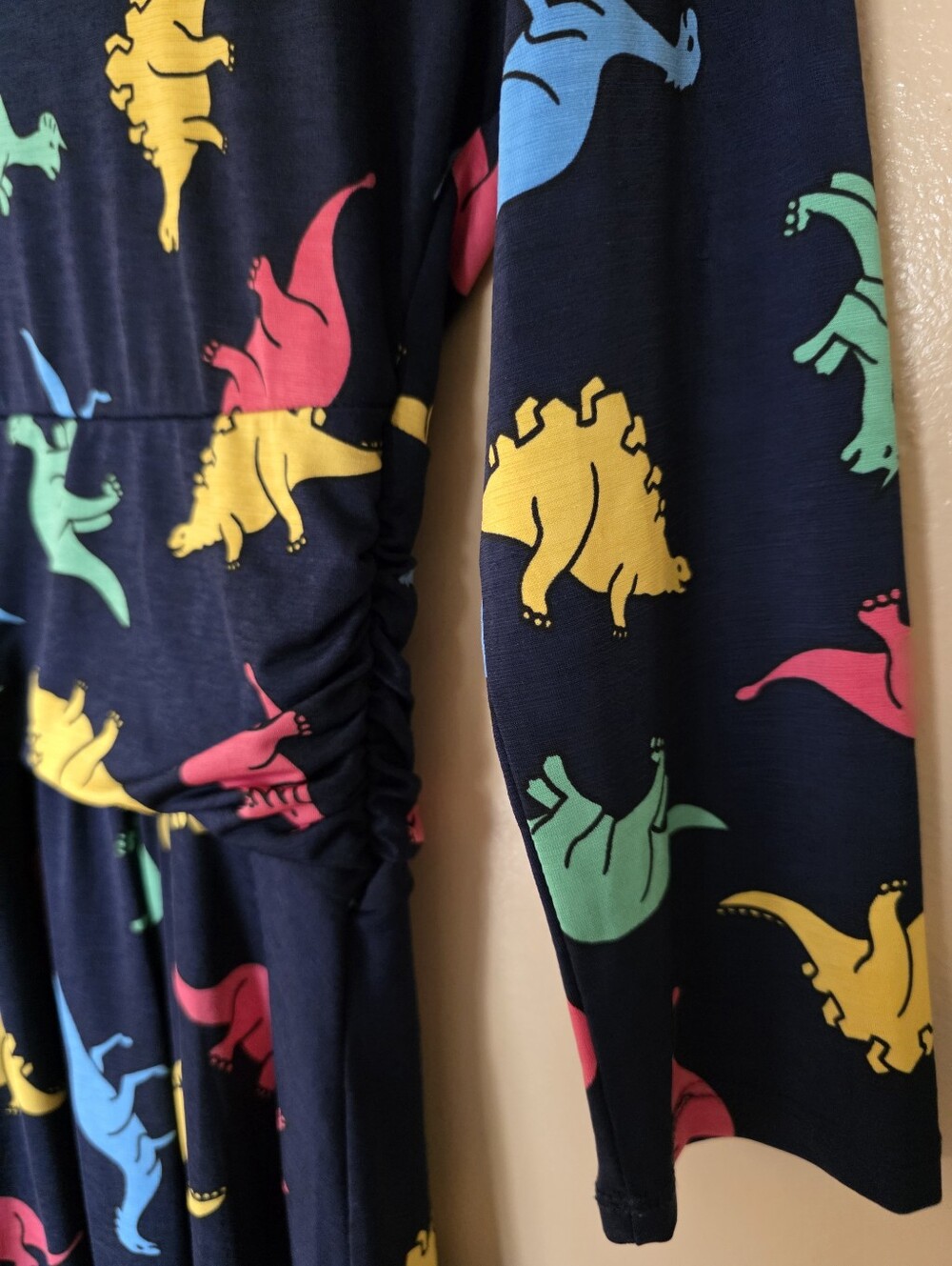 ModCloth Jessy B Dinosaur Print Novelty Empire Waist Dress M Faux Wrap Whimsical - Picture 7 of 12